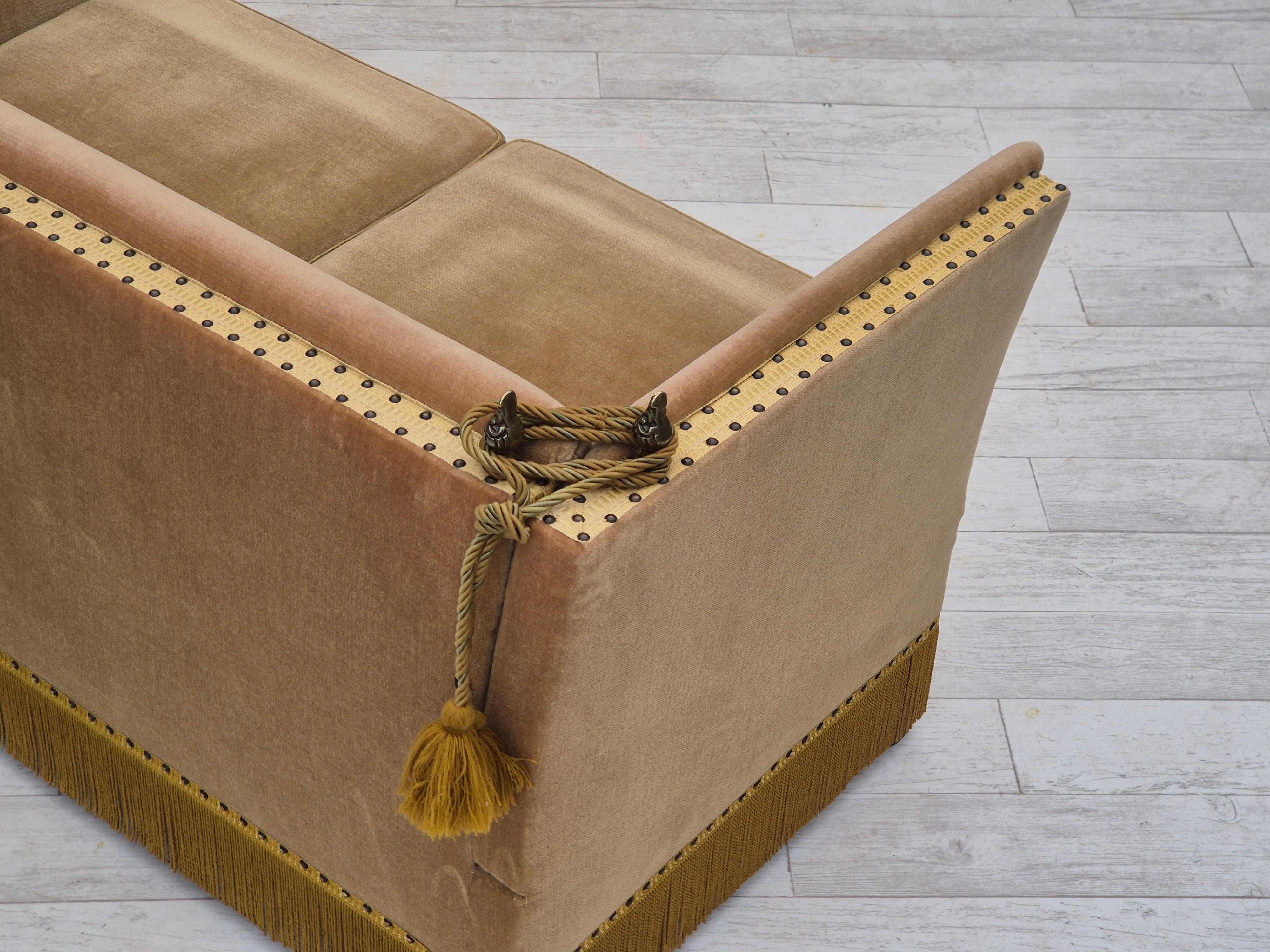 1970s, Danish 2-seater drop arm sofa, furniture velour, adjustable armrests. 12
