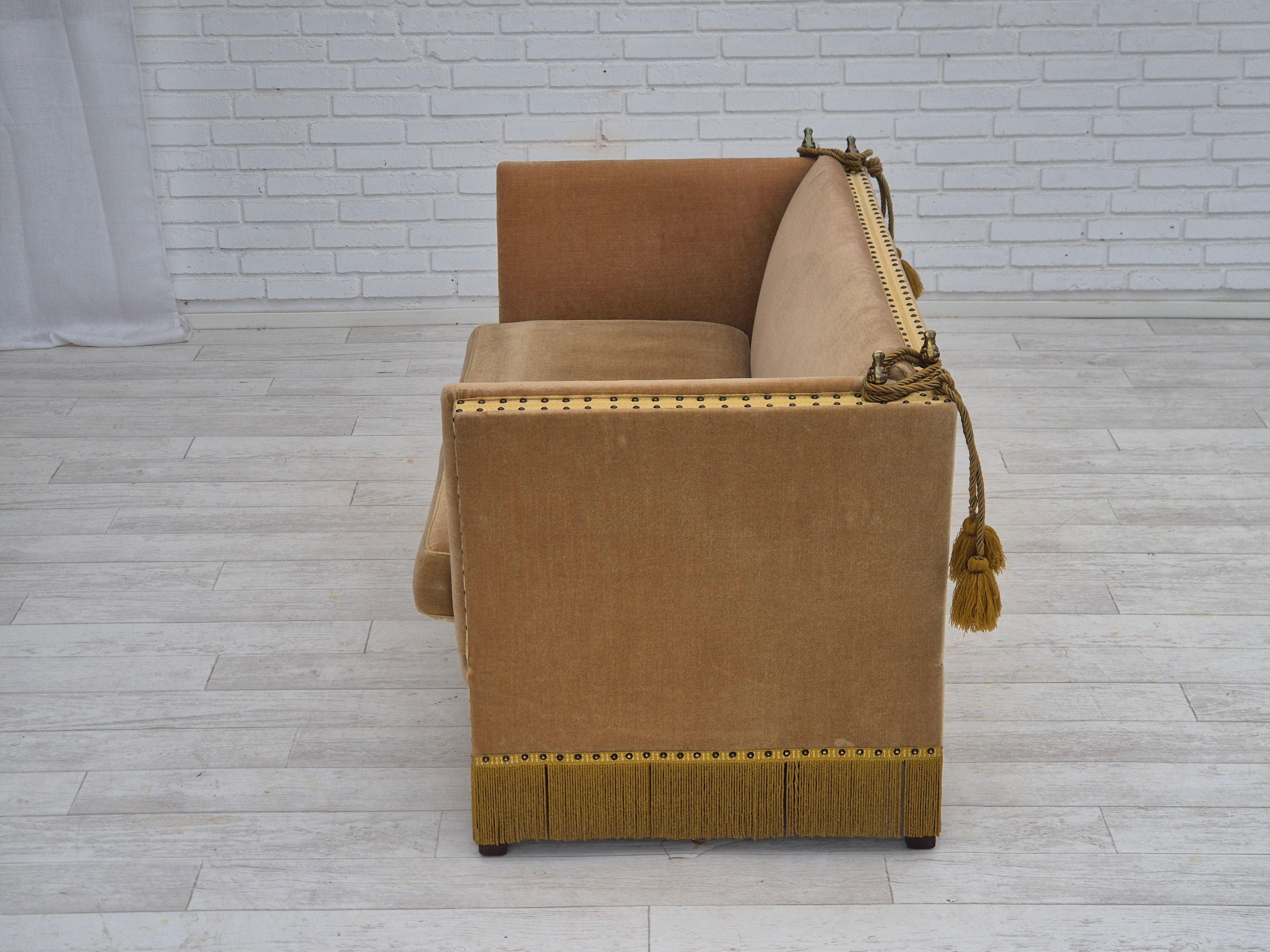 1970s, Danish 2-seater drop arm sofa, furniture velour, adjustable armrests. 14