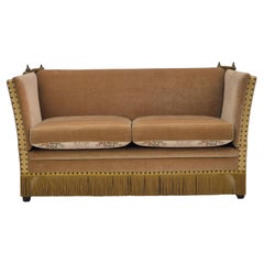 1970s, Danish 2-seater drop arm sofa, furniture velour, adjustable armrests.