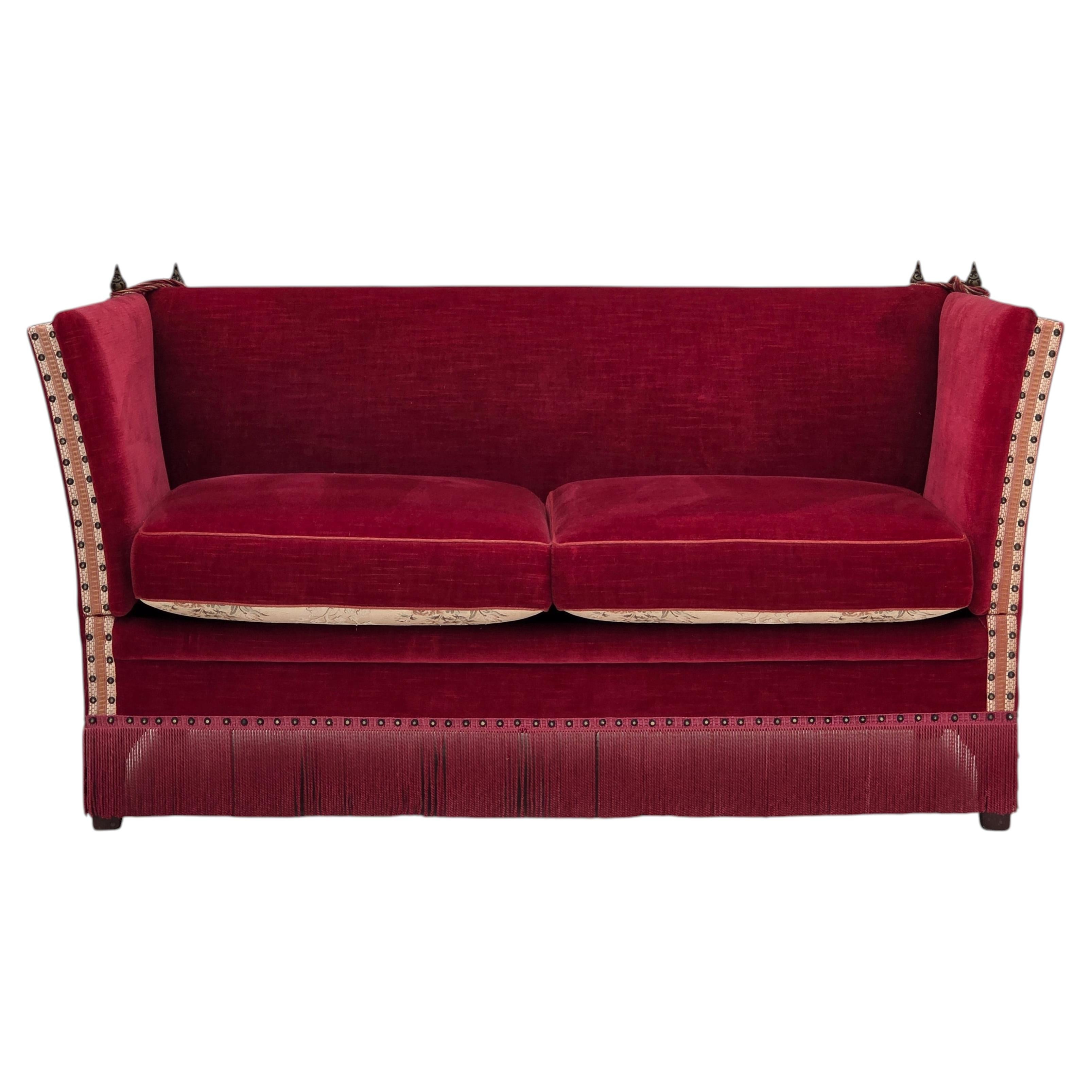 1970s, Danish 2-seater drop arm sofa, furniture velour. For Sale