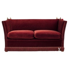 1970s, Danish 2-seater drop arm "Spanish" sofa, furniture velour.