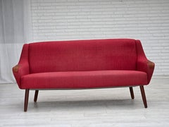 1970s, Danish 2-seater sofa, furniture fabric, teak wood.