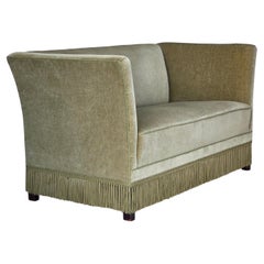 1970s, Danish 2-seater sofa, furniture velour, beech wood legs.