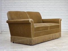 1970s, Danish 2-seater sofa, green furniture velour.