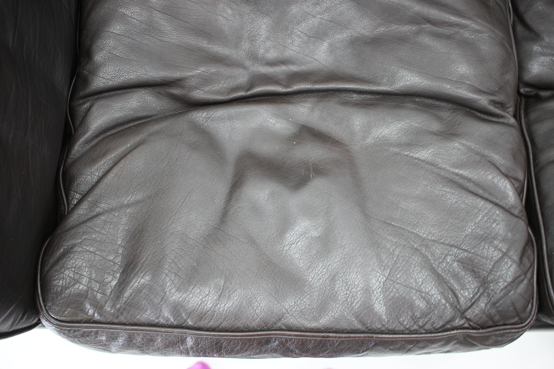 1970s Danish 2-Seater Sofa in Dark Brown Leather 8