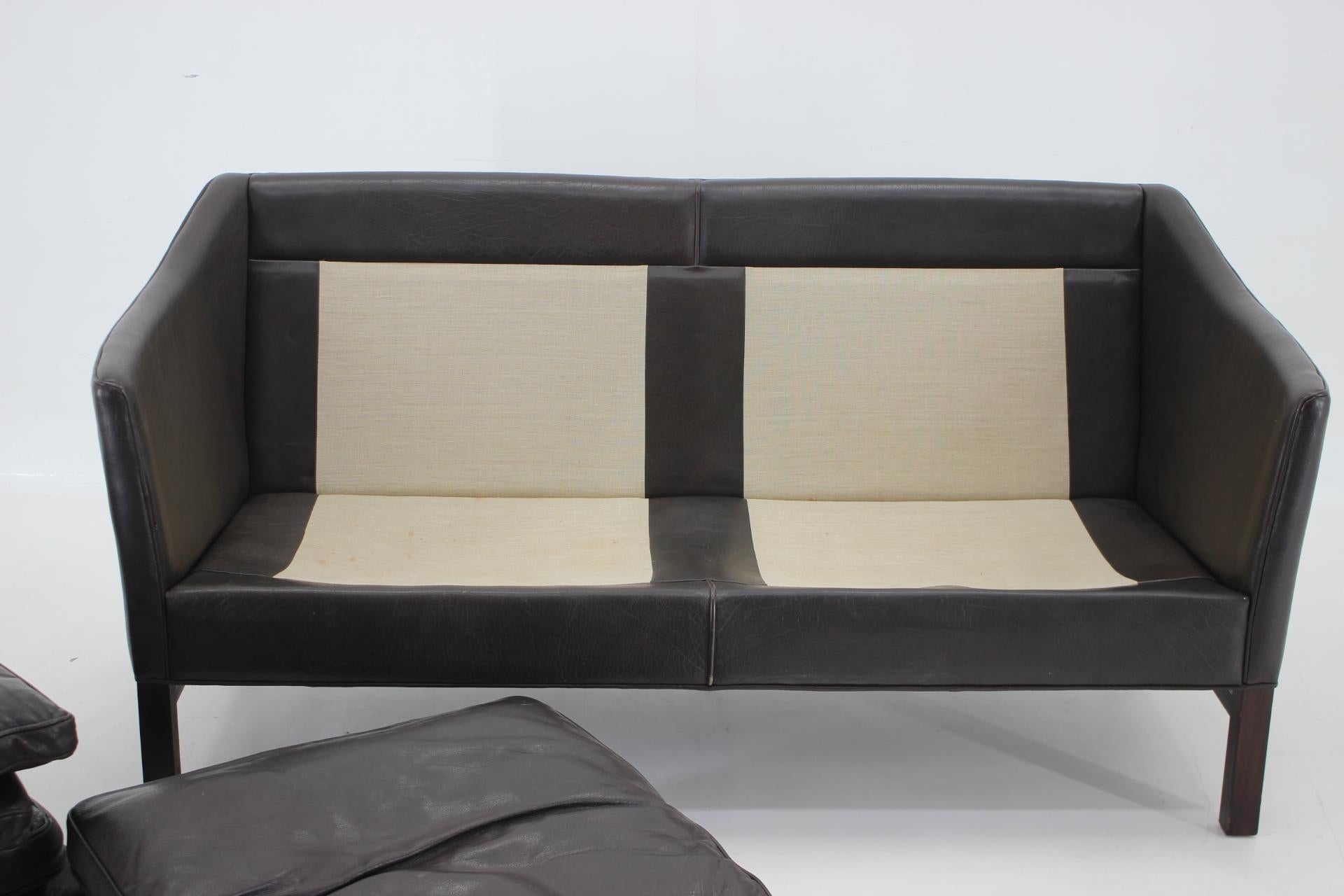 1970s Danish 2-Seater Sofa in Dark Brown Leather 2