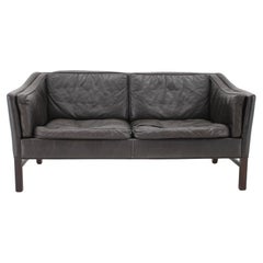 1970s Danish 2-Seater Sofa in Dark Brown Leather