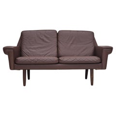 Used 1970s, Danish 2-seater sofa, original brown leather.