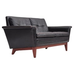 1970s, Danish 2 seater sofa, original condition, furniture leather, teak wood.