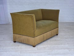 1970s, Danish 2-seater sofa, original green furniture velour.
