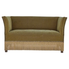 1970s, Danish 2-seater sofa, original green furniture velour.