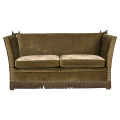1970s, Danish 2-seater "Spanish" drop arm sofa, furniture velour.