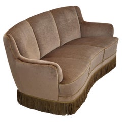 1970s, Danish 3-seater "Banana" sofa, original green velour.