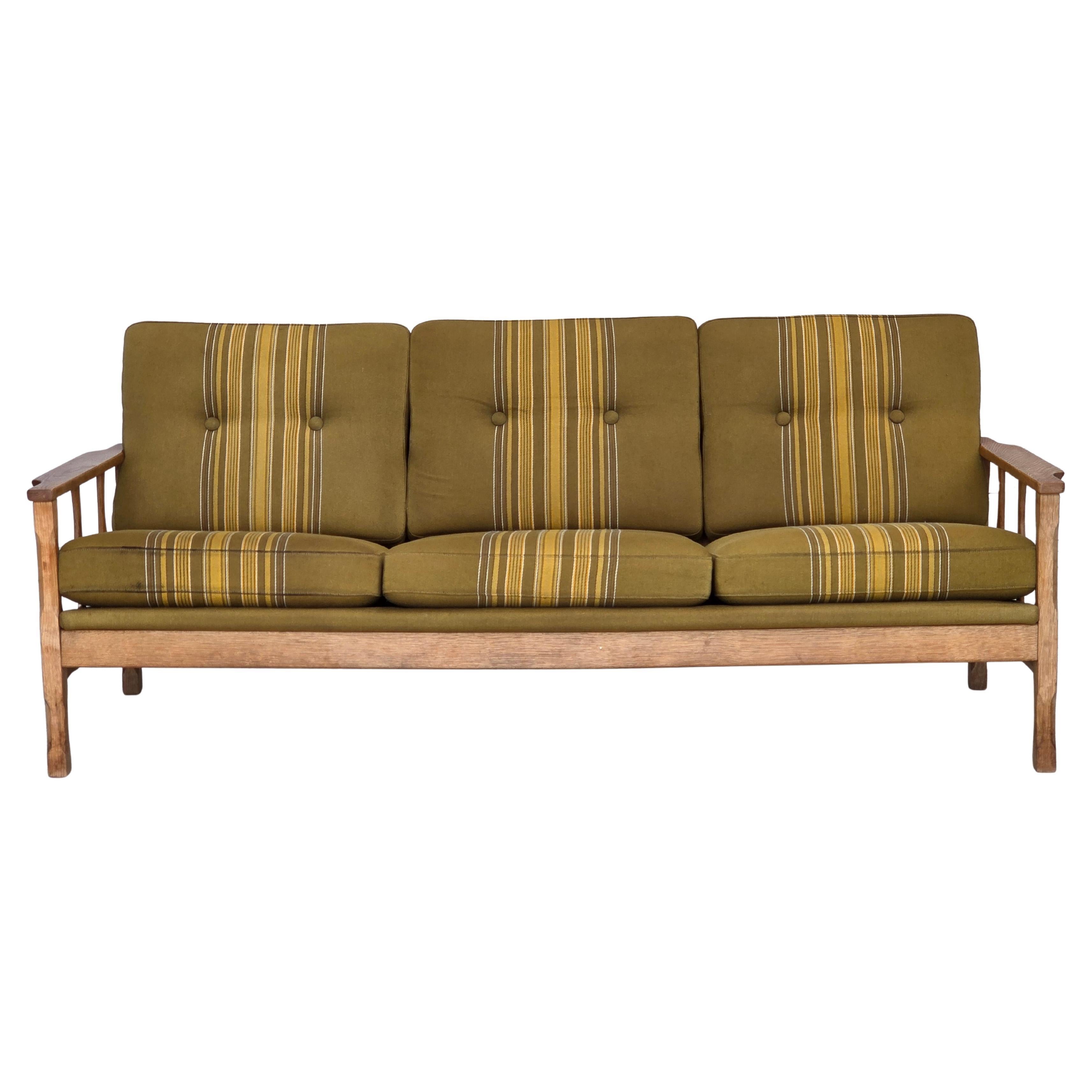1970s, Danish 3-seater sofa, furniture wool, solid oak wood. en vente