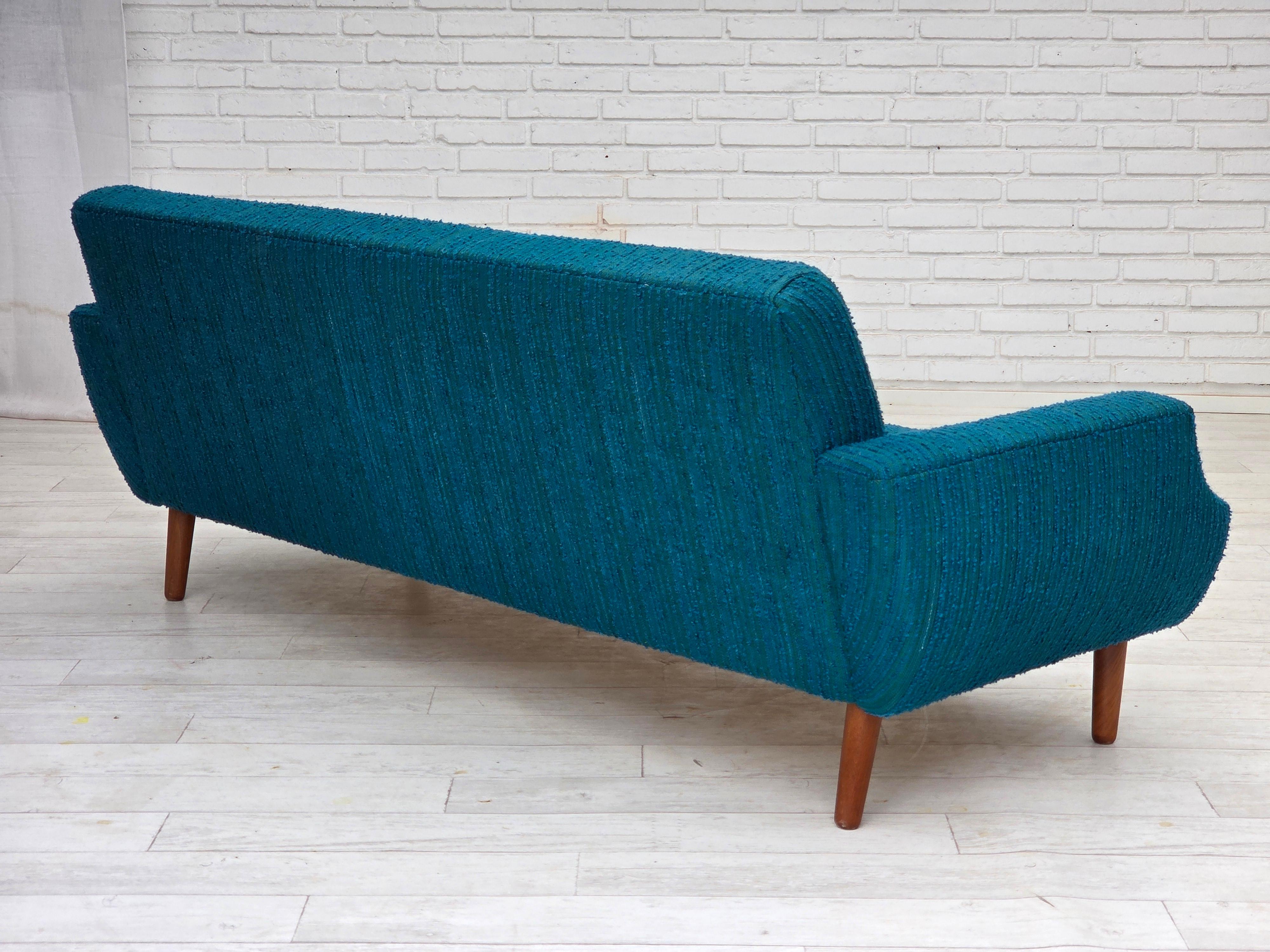 1970s, Danish 3-seater sofa, furniture wool, teak wood. For Sale 1
