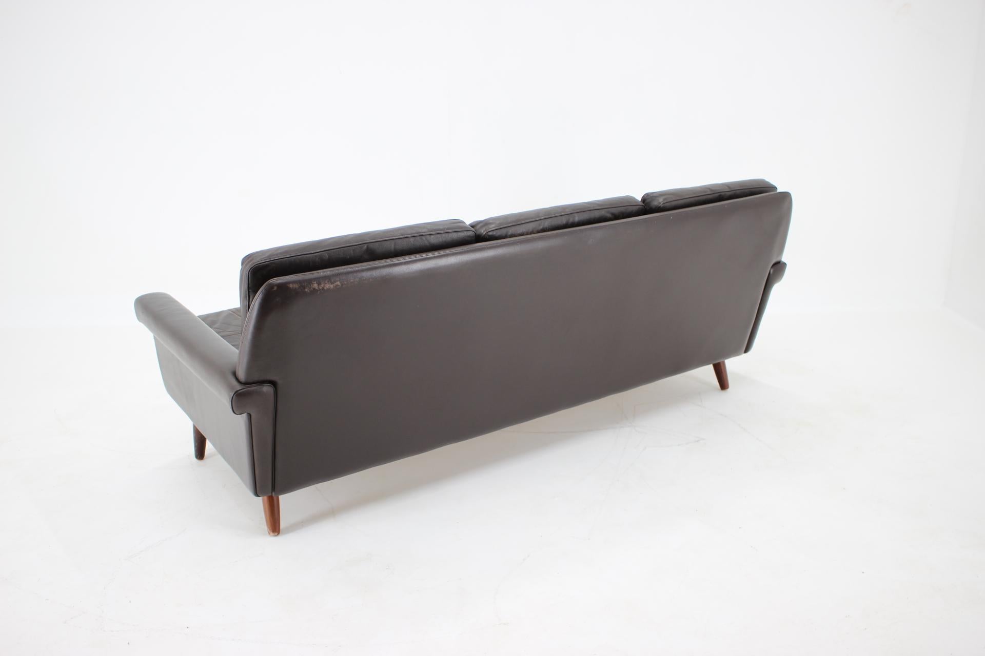 1970s Sven Skipper Danish 3-Seat Sofa in Dark Brown Leather For Sale 5