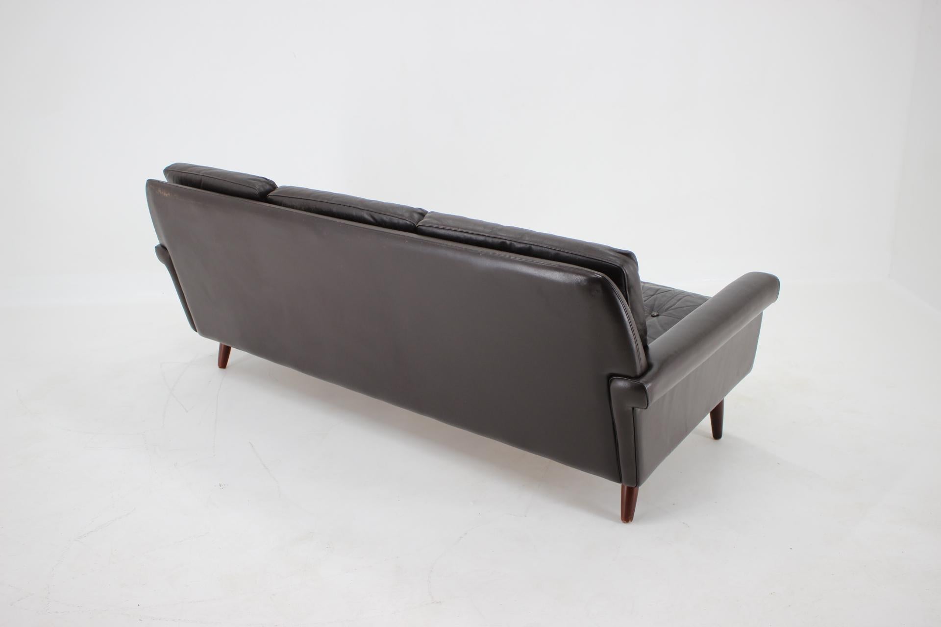 1970s Sven Skipper Danish 3-Seat Sofa in Dark Brown Leather For Sale 8