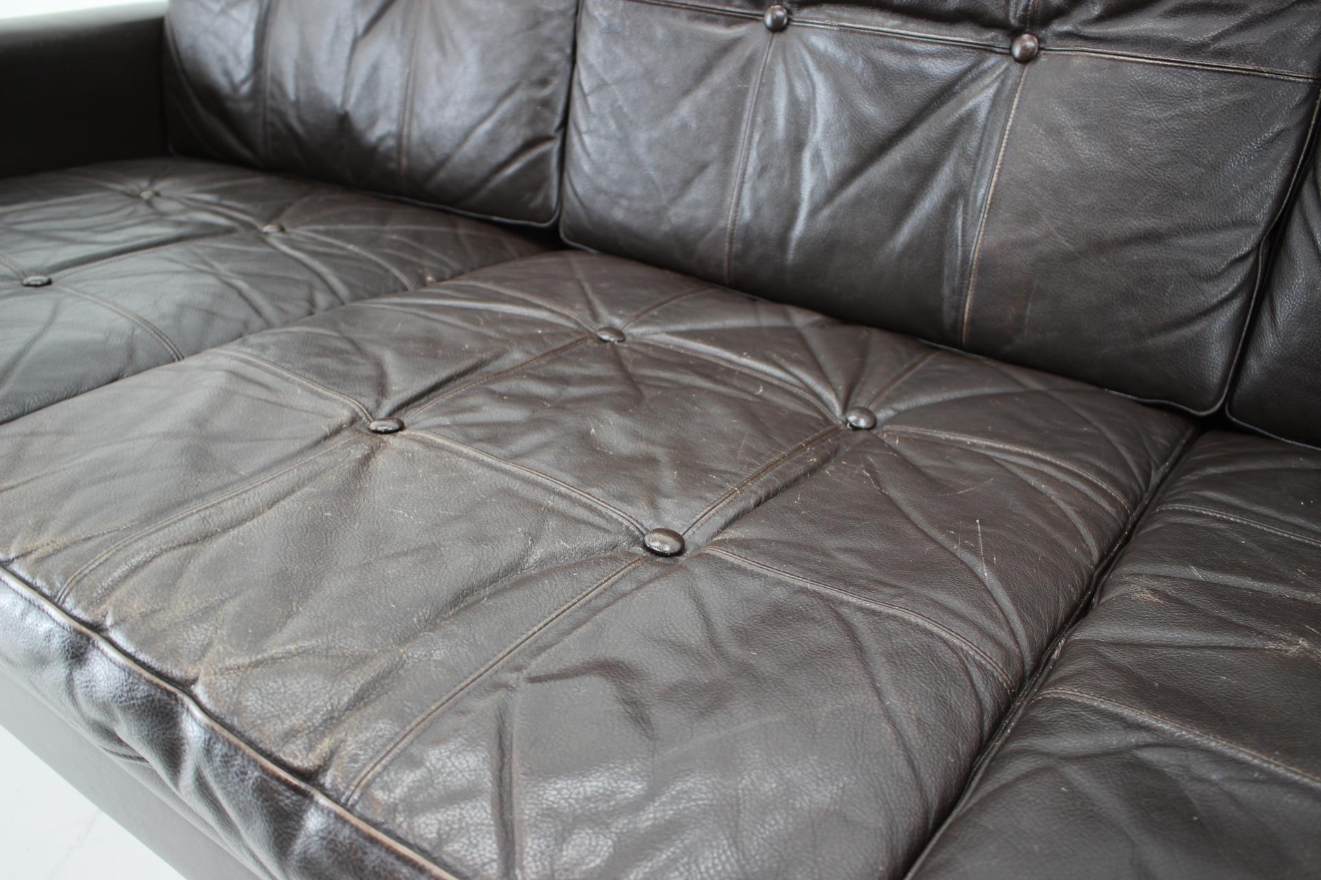 Late 20th Century 1970s Sven Skipper Danish 3-Seat Sofa in Dark Brown Leather For Sale