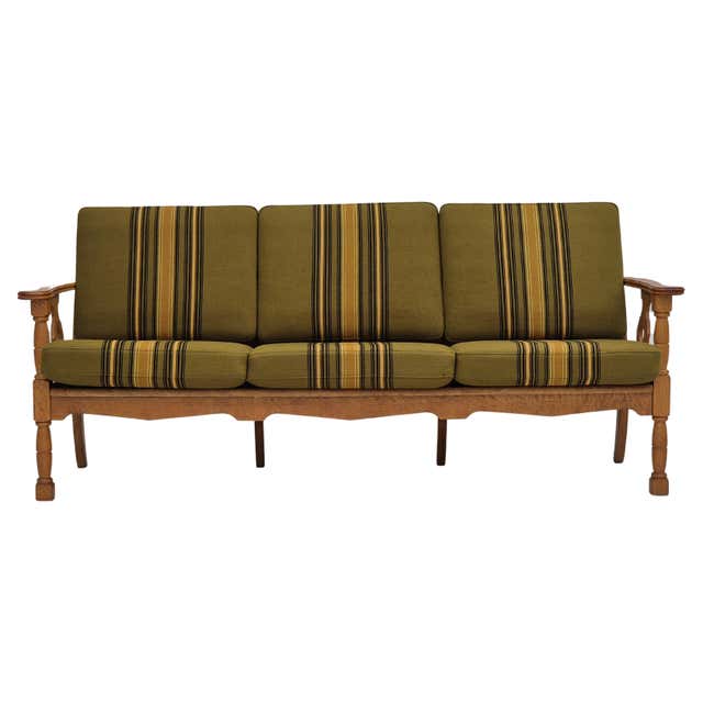1970s, Danish 3 seater sofa, original condition, furniture wool, solid ...