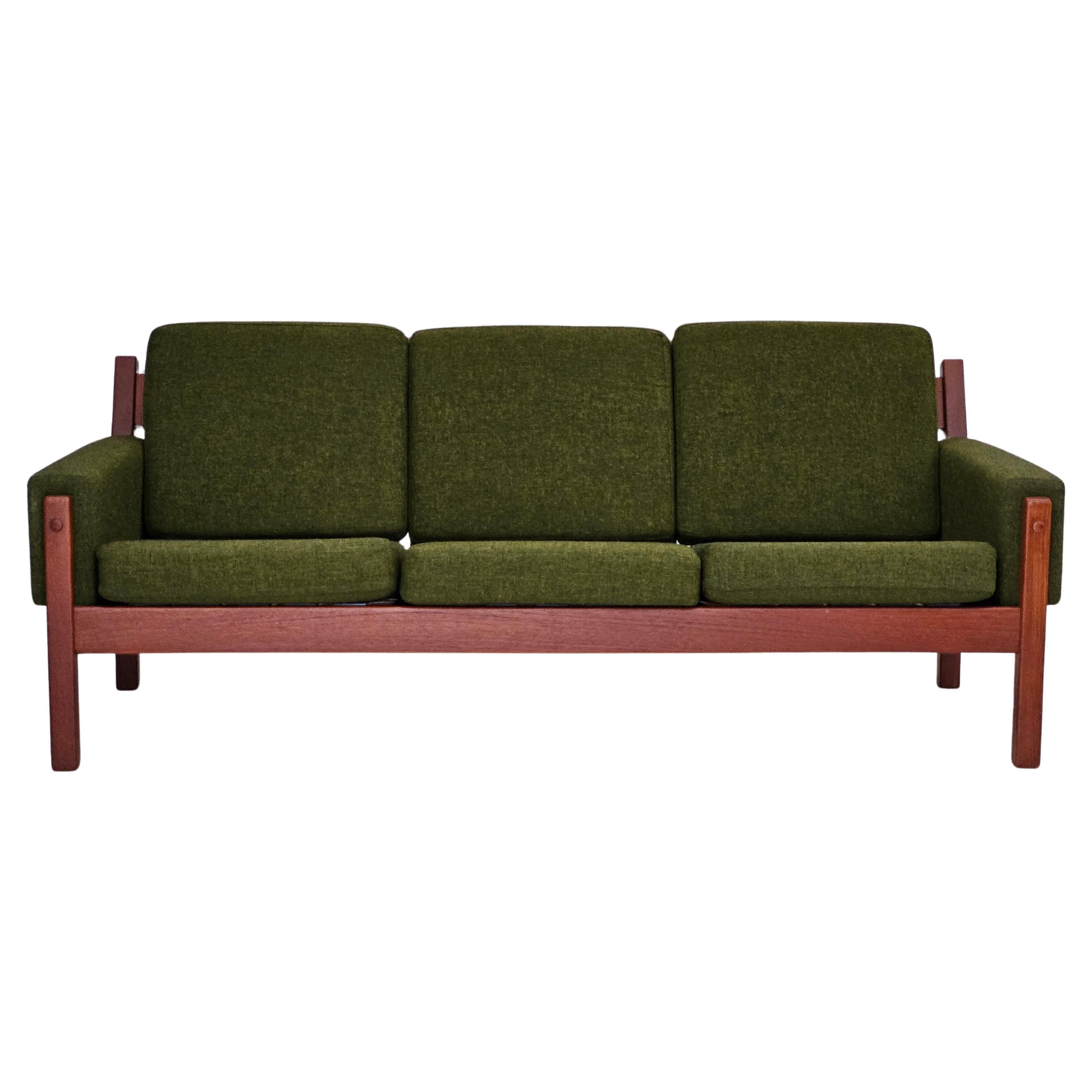 1970s, Danish 3 seater sofa, original very good condition, wool, teak wood.