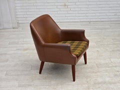 1970s, Danish armchair, artificial leather, teak wood legs.