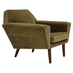 Retro 1970s, Danish armchair by Georg Thams, original upholstery, green velour, teak.
