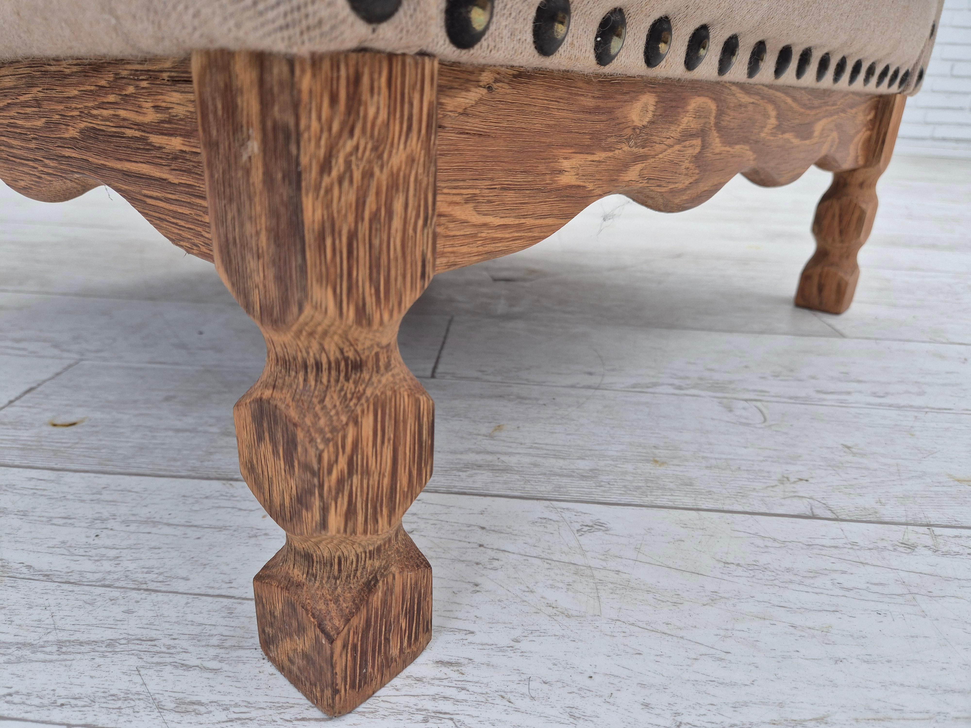 1970er, Dänischer Sessel, Möbel Wollstoff, Eichenholz, Originalzustand. im Angebot 5