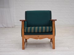 1970s, Danish armchair, furniture wool, solid oak wood.
