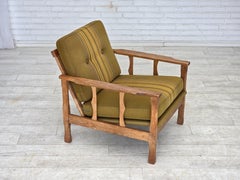 1970s, Danish armchair, furniture wool, solid oak wood.