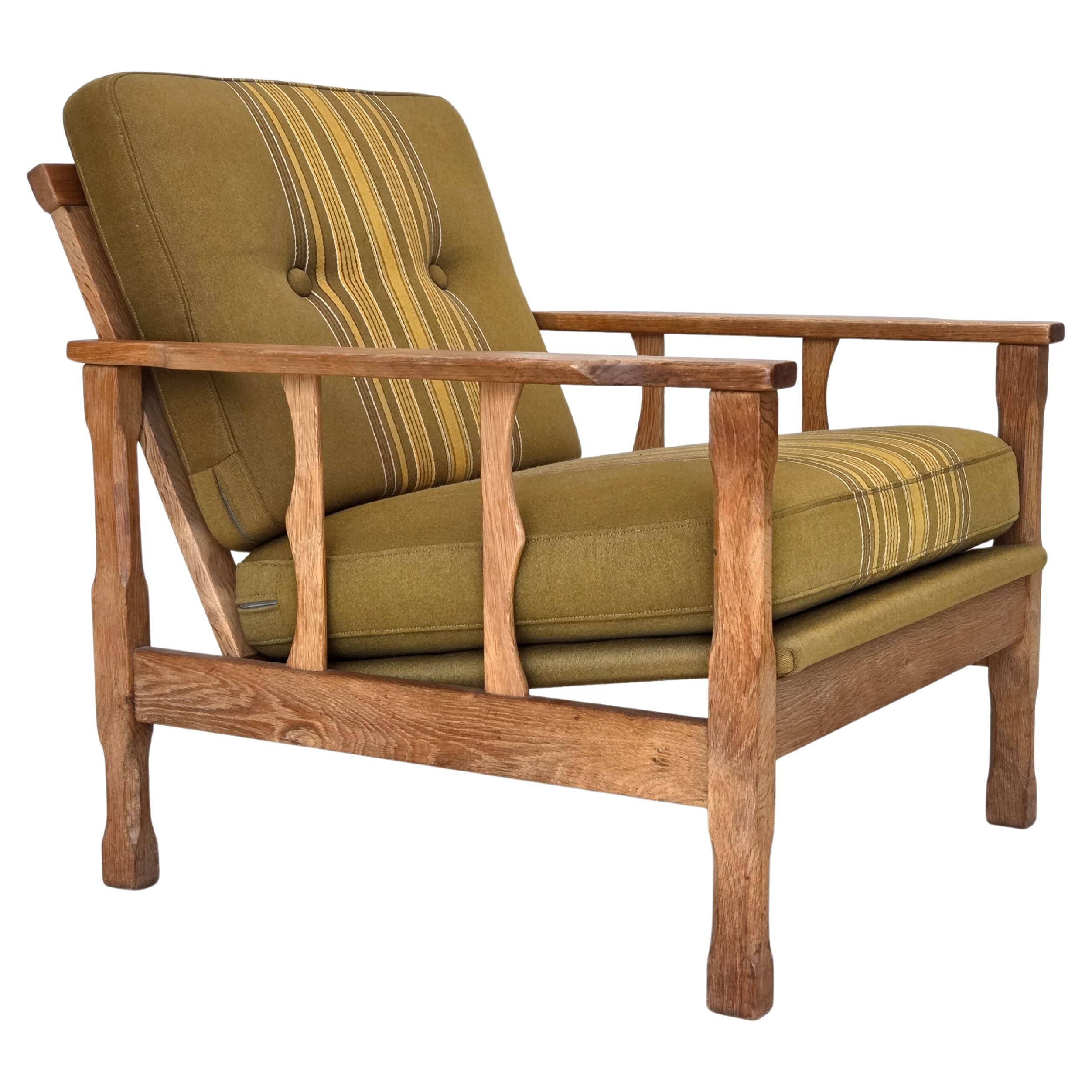 1970s, Danish armchair, furniture wool, solid oak wood.