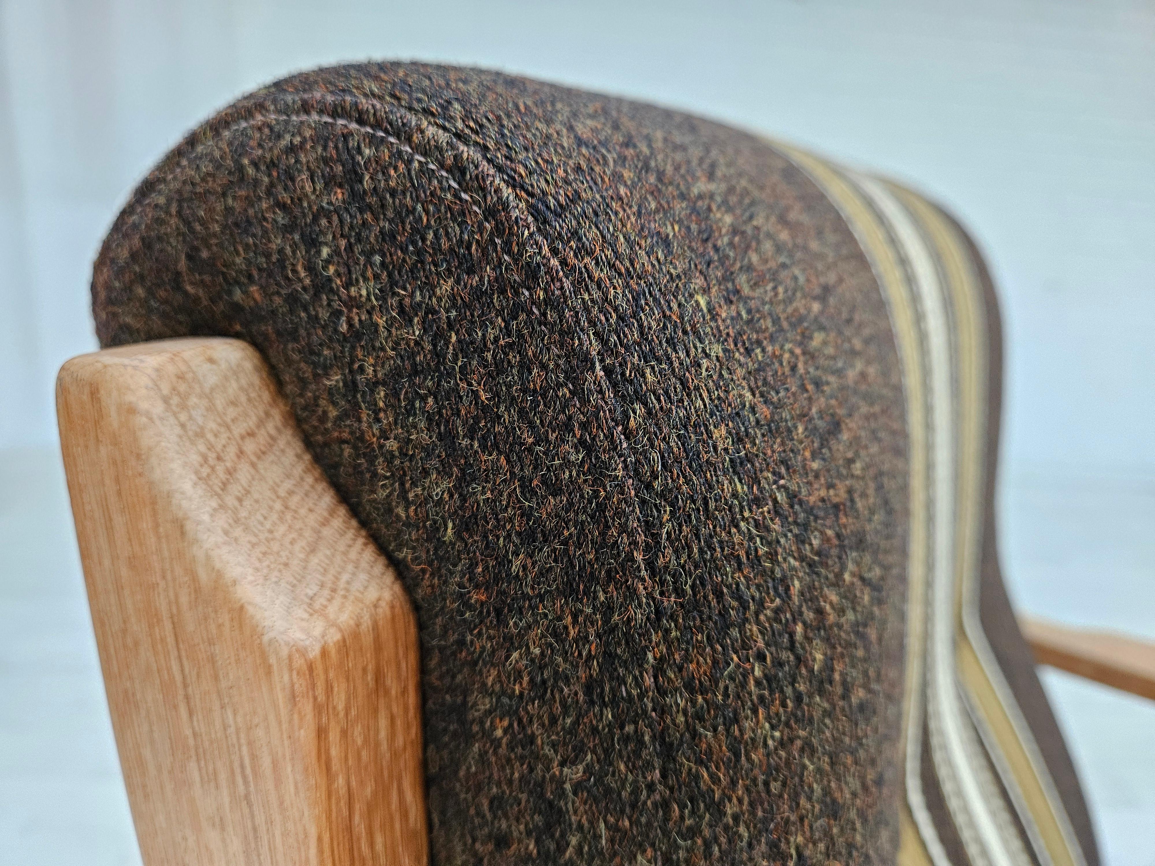 Años 70, sillón danés, mueble de lana, madera maciza de roble, original. en venta 6