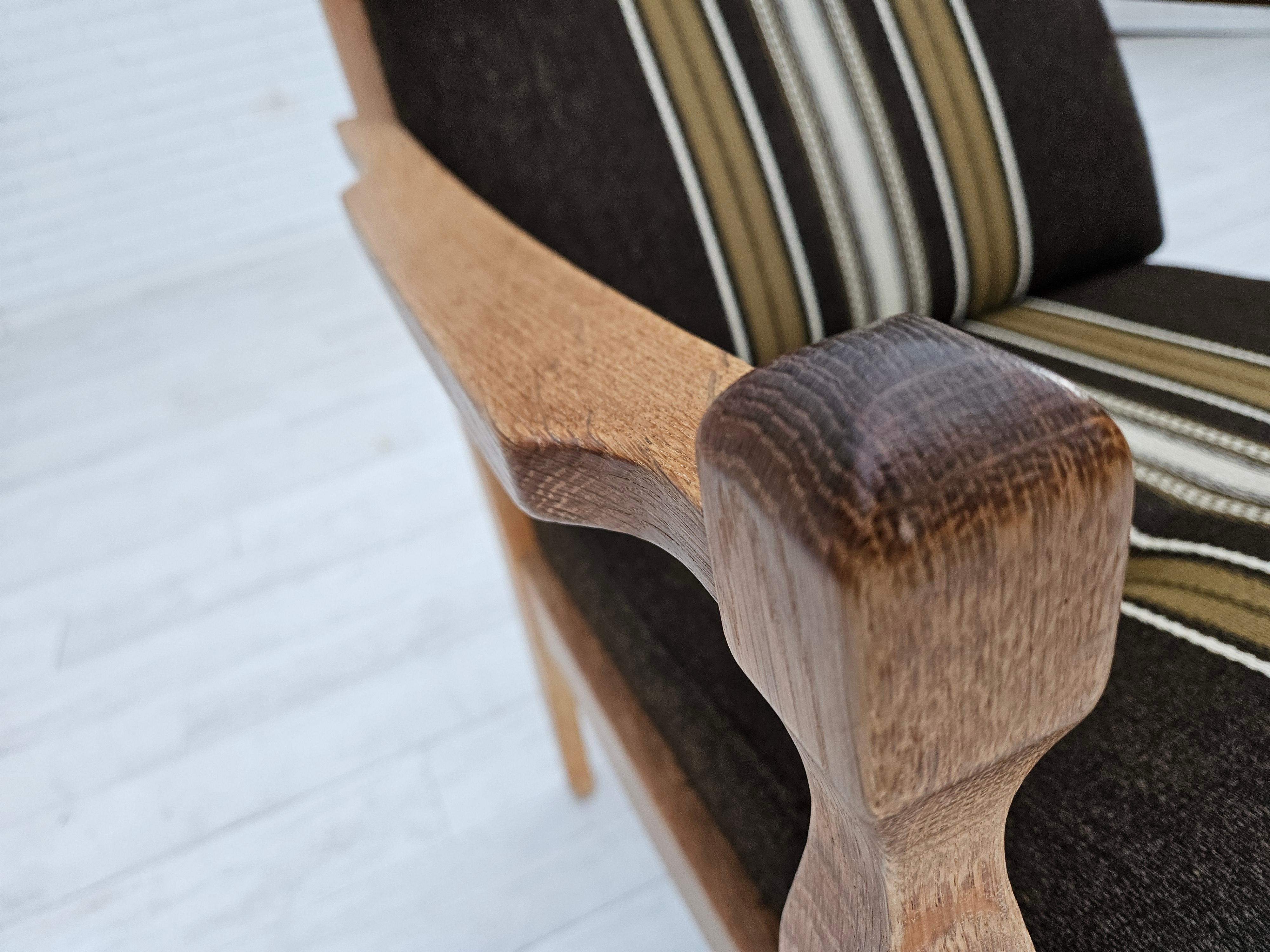 Años 70, sillón danés, mueble de lana, madera maciza de roble, original. en venta 7