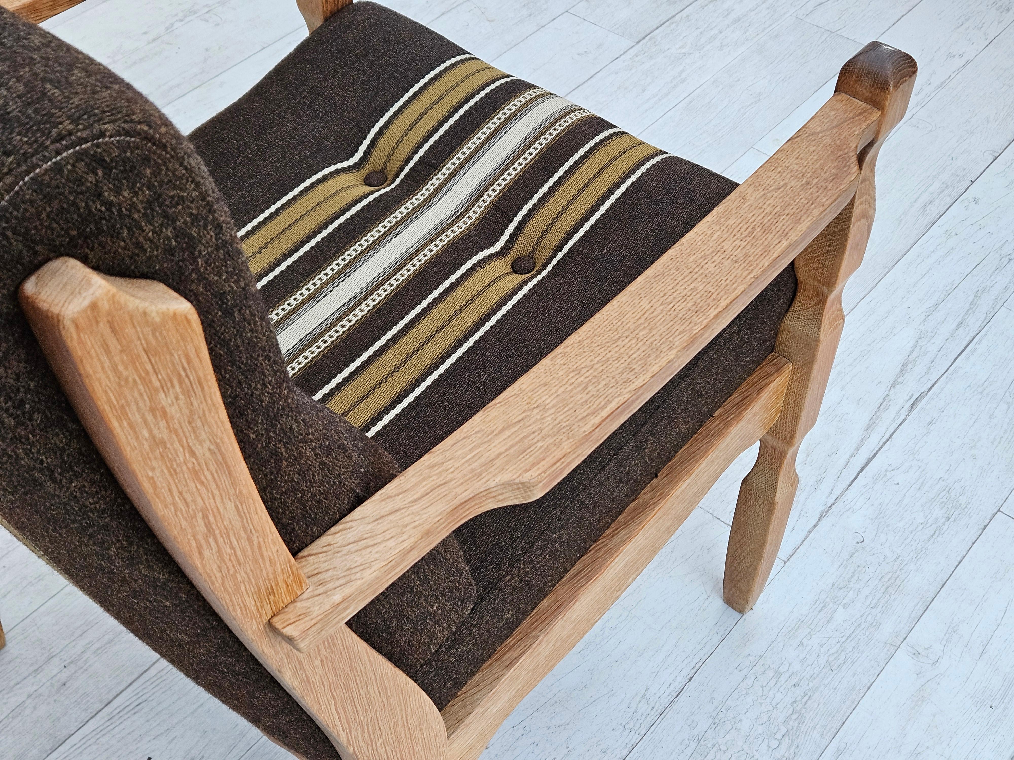 Años 70, sillón danés, mueble de lana, madera maciza de roble, original. en venta 8