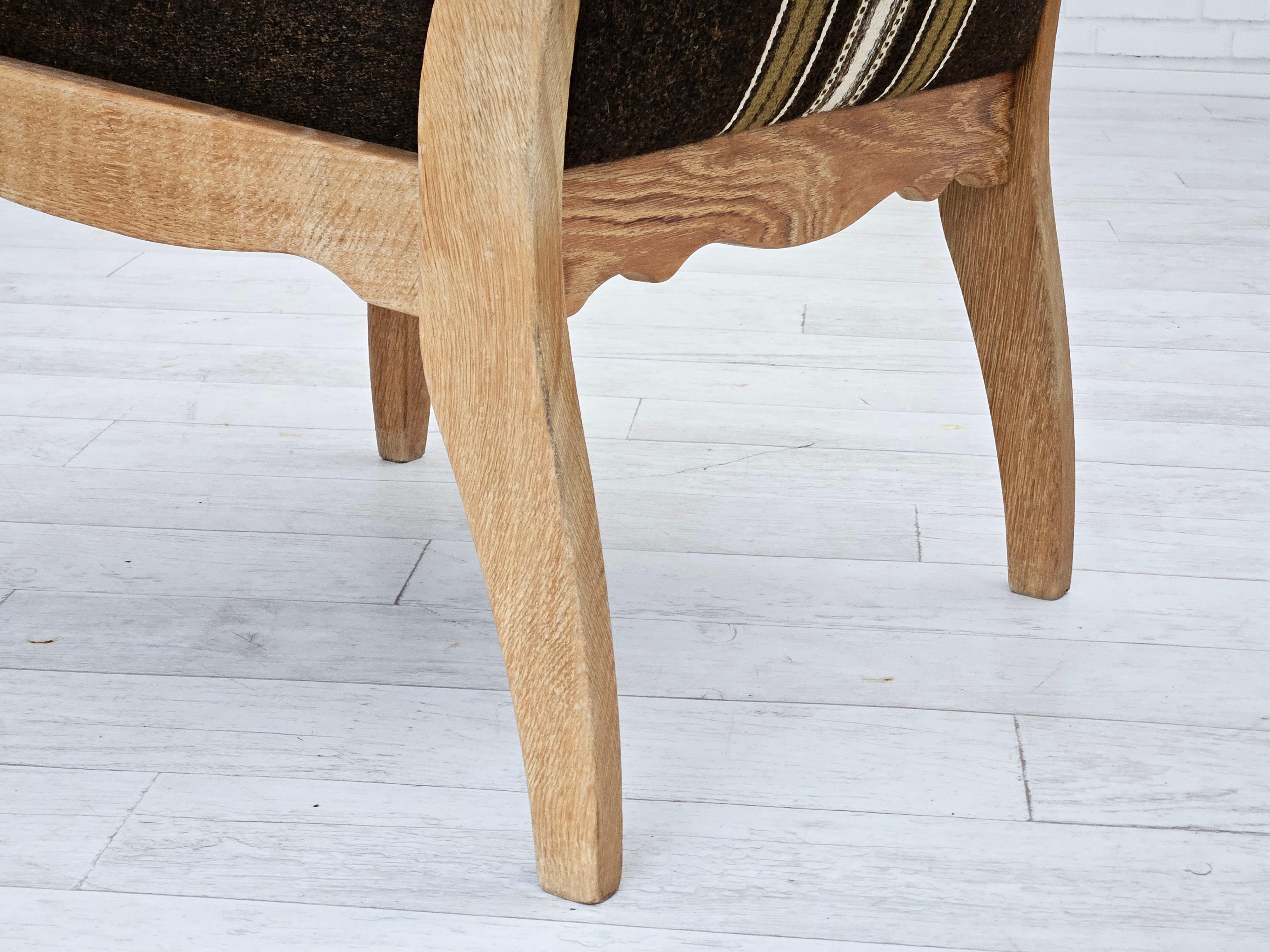 Años 70, sillón danés, mueble de lana, madera maciza de roble, original. en venta 9