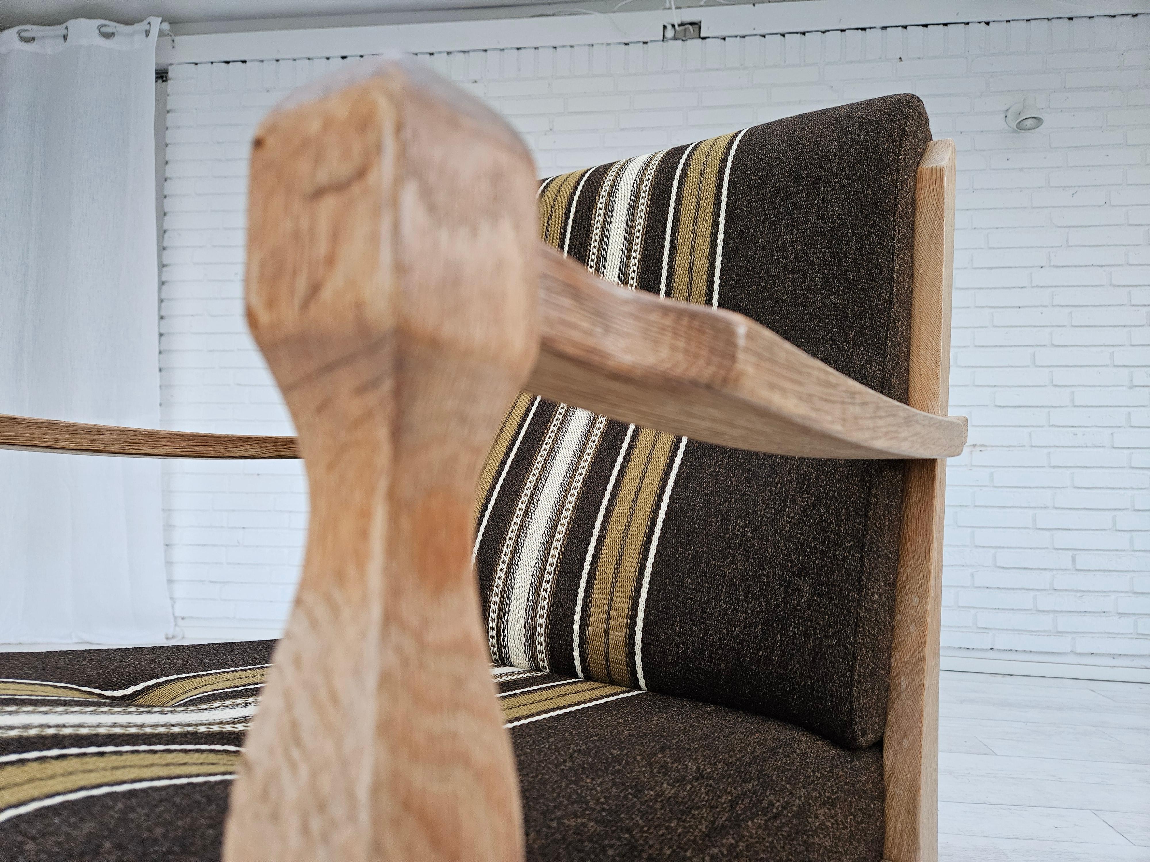 Años 70, sillón danés, mueble de lana, madera maciza de roble, original. en venta 10