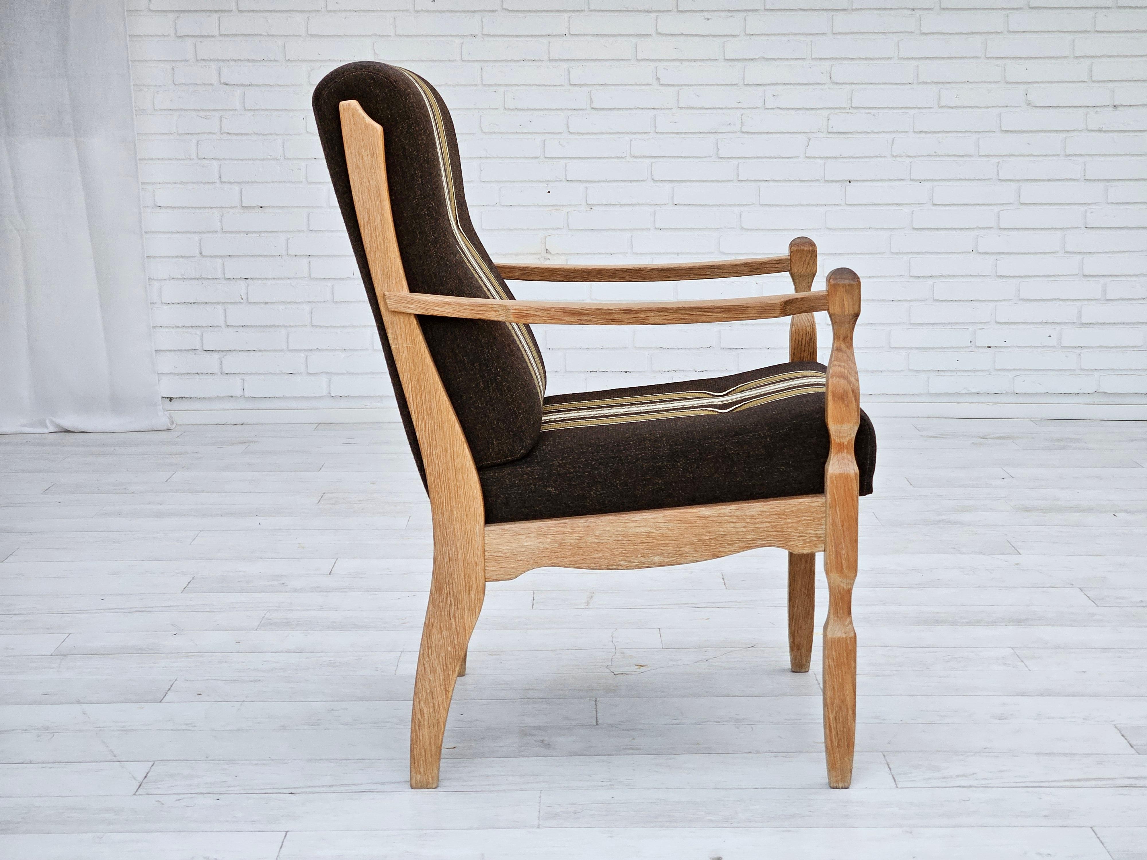 Años 70, sillón danés, mueble de lana, madera maciza de roble, original. Danés en venta