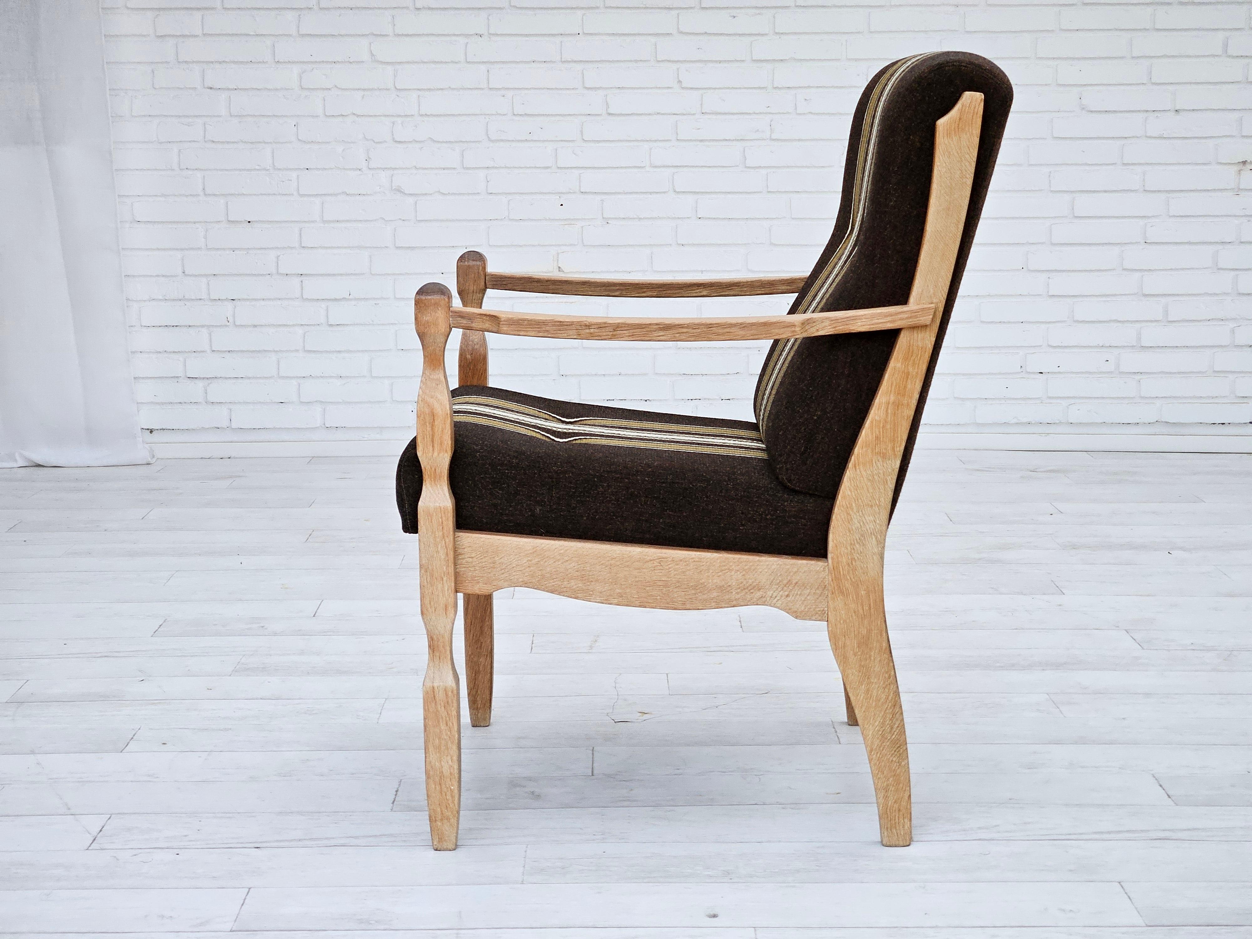 Años 70, sillón danés, mueble de lana, madera maciza de roble, original. Lana en venta