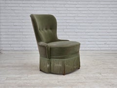 1970s, Danish armchair, green furniture velour.