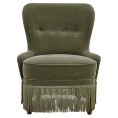 1970s, Danish armchair, green furniture velour.
