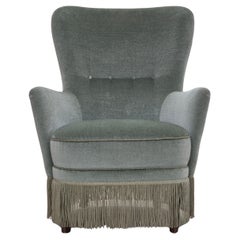 1970s, Danish armchair, original condition, furniture velour, beech wood legs.