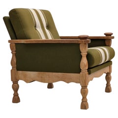 1970s, Danish armchair, original condition, furniture wool, solid oak wood.