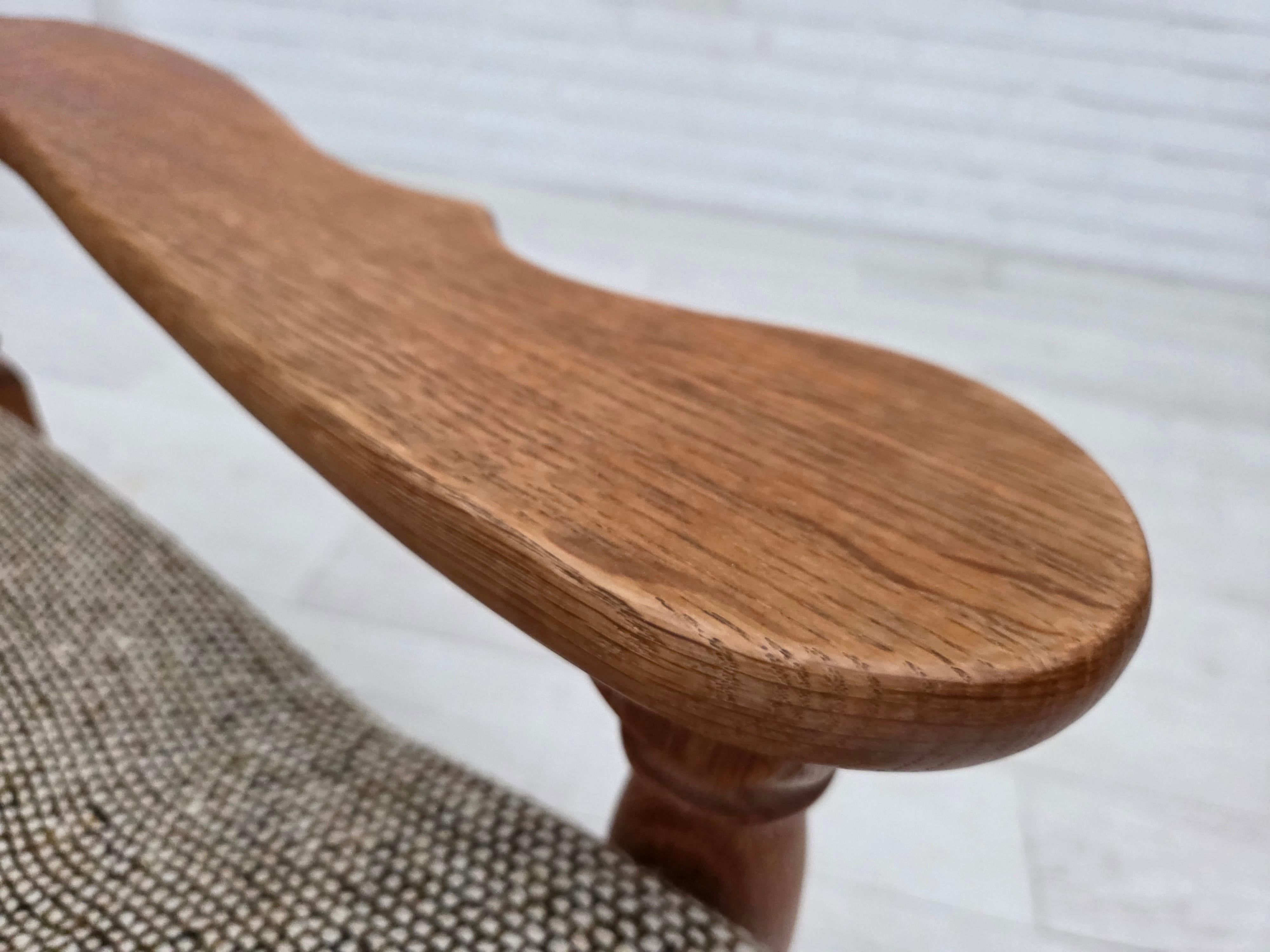 Años 70, sillón danés, mueble original tejido de lana, madera maciza de roble. en venta 7