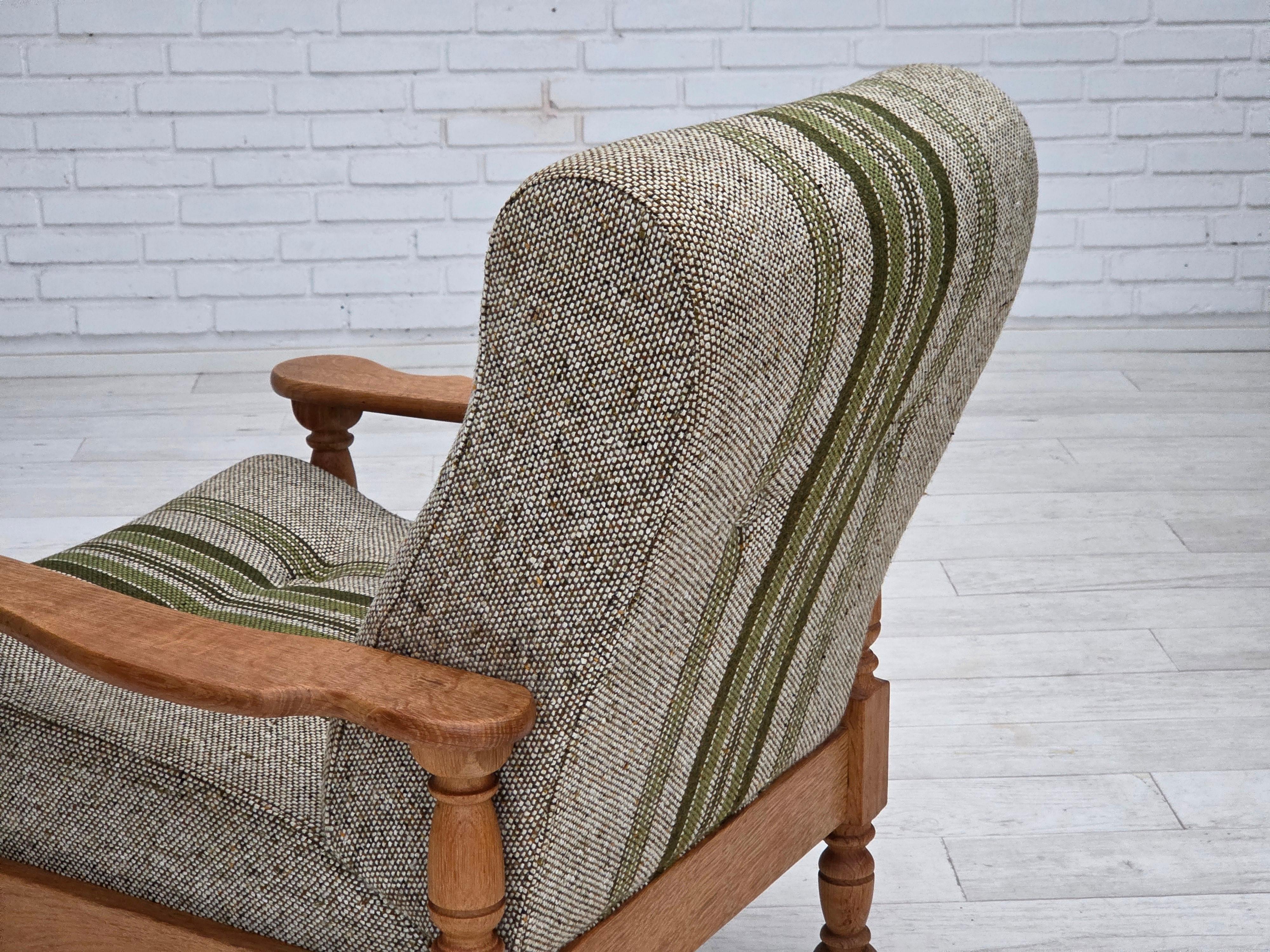 Años 70, sillón danés, mueble original tejido de lana, madera maciza de roble. en venta 10