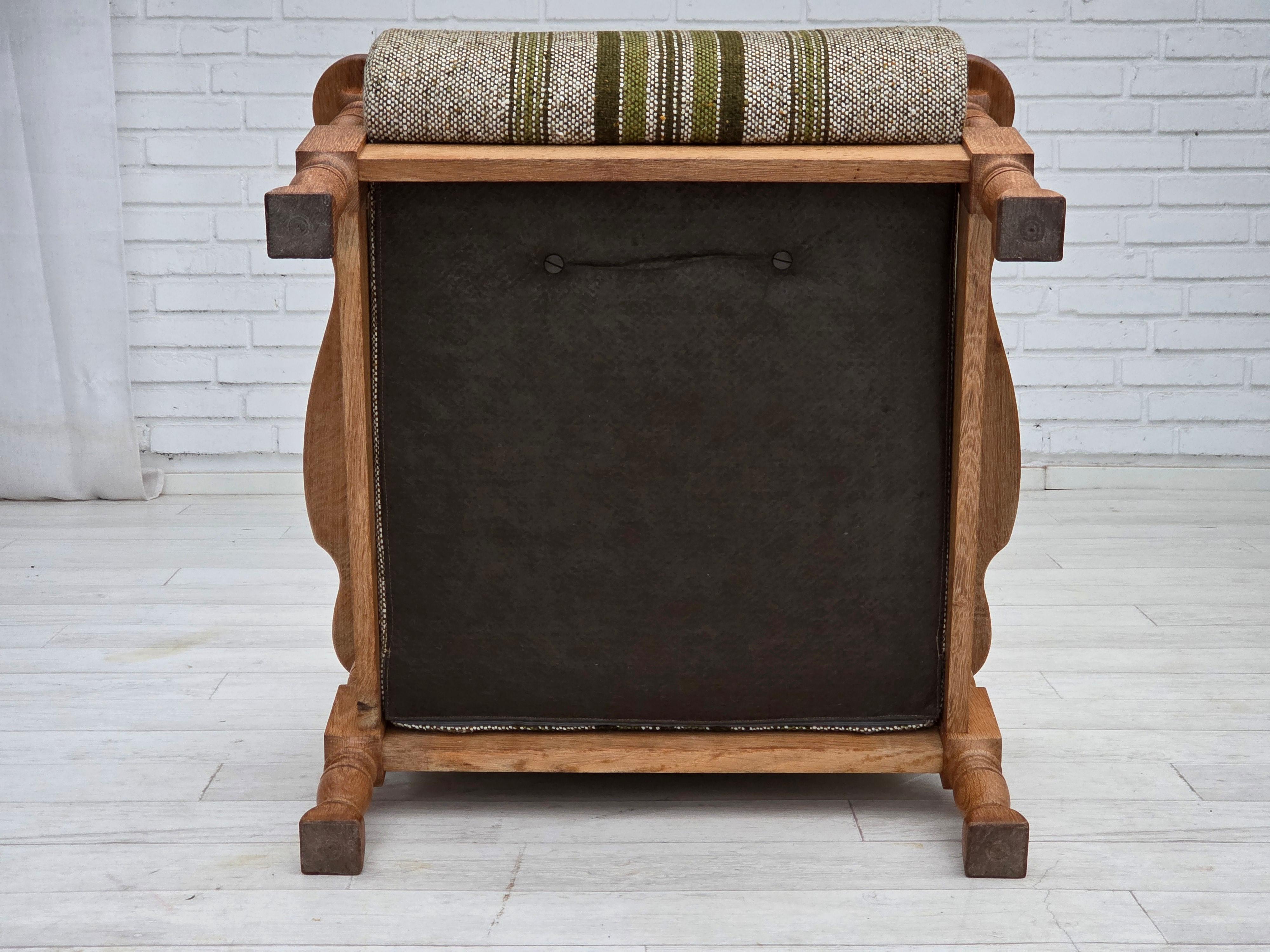 Años 70, sillón danés, mueble original tejido de lana, madera maciza de roble. Lana en venta