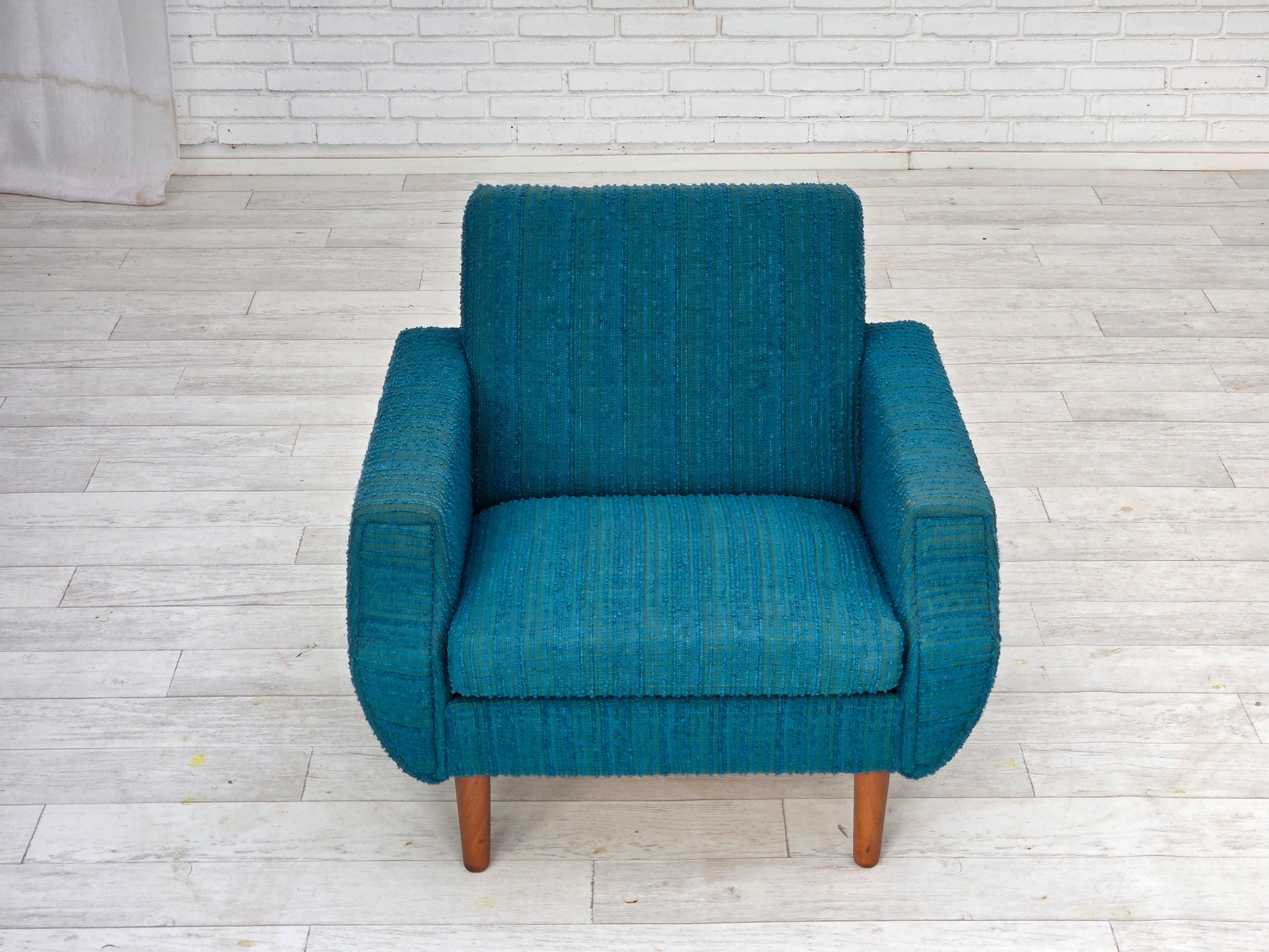 Años 70, sillón danés, muebles originales de lana, madera de teca. Escandinavo moderno en venta