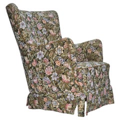 1970s, Danish armchair, reupholstered, flowers furniture fabric.