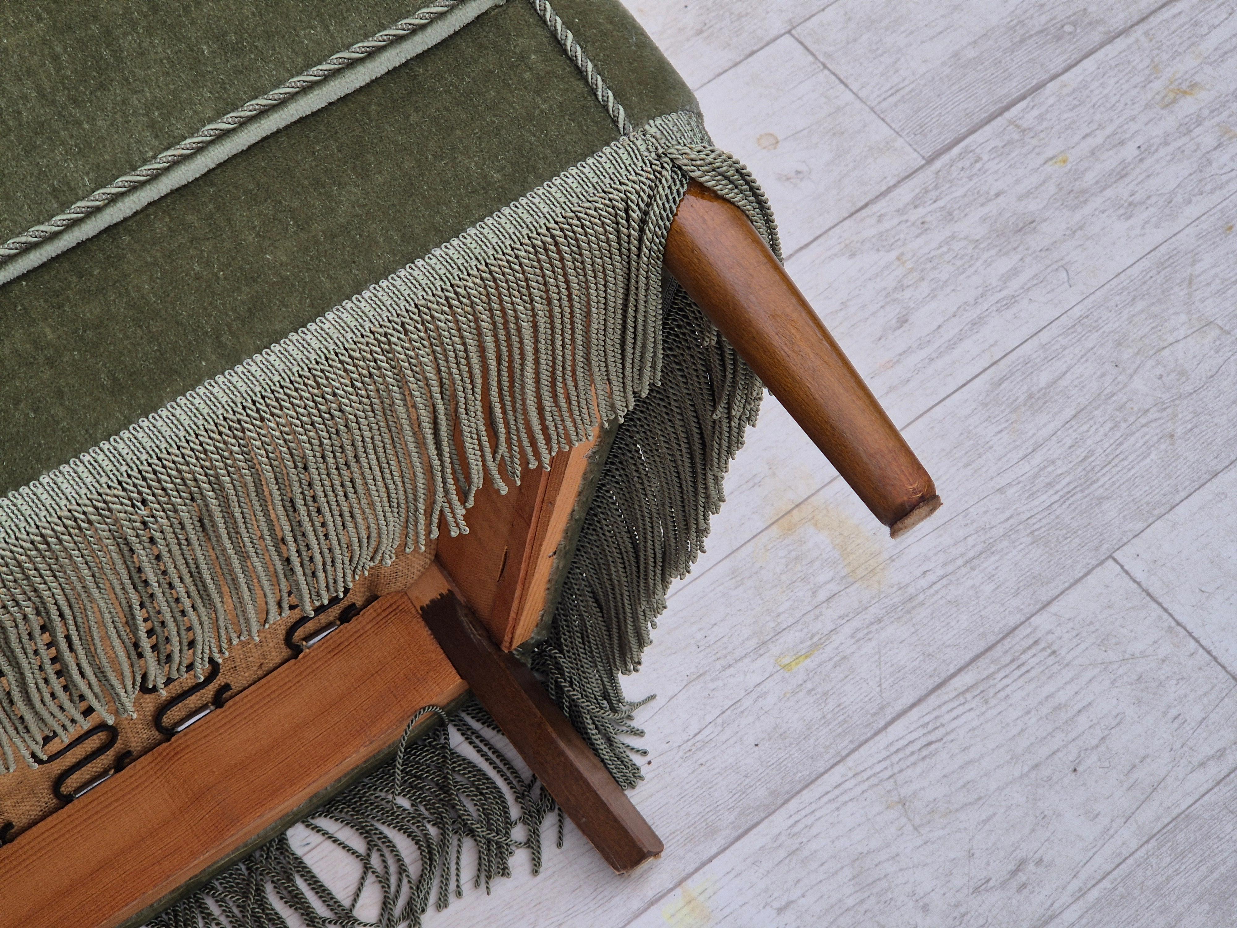 1970s, Danish armchair, velour, beech wood, original excellent condition. For Sale 4