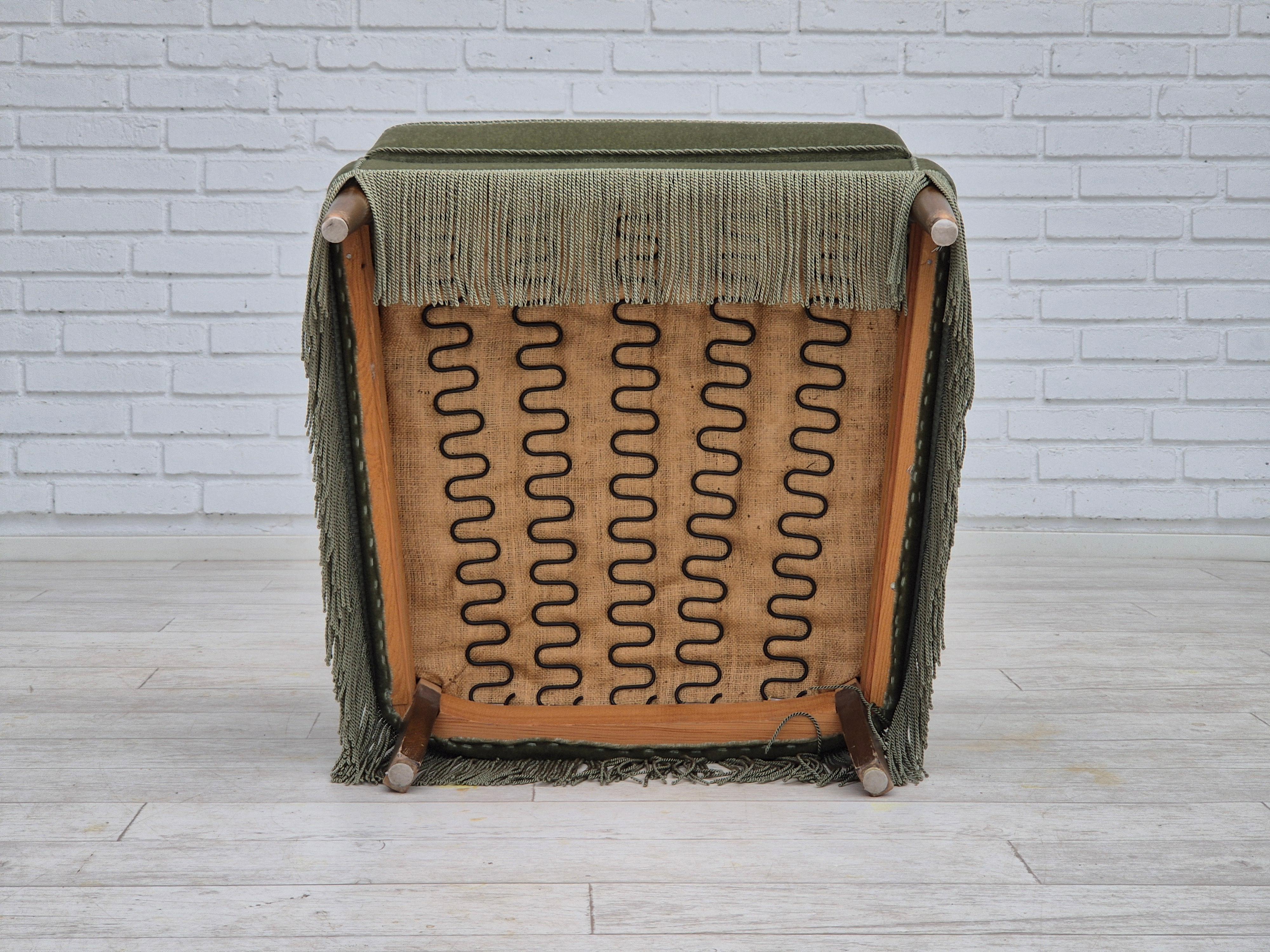 1970s, Danish armchair, velour, beech wood, original excellent condition. For Sale 3
