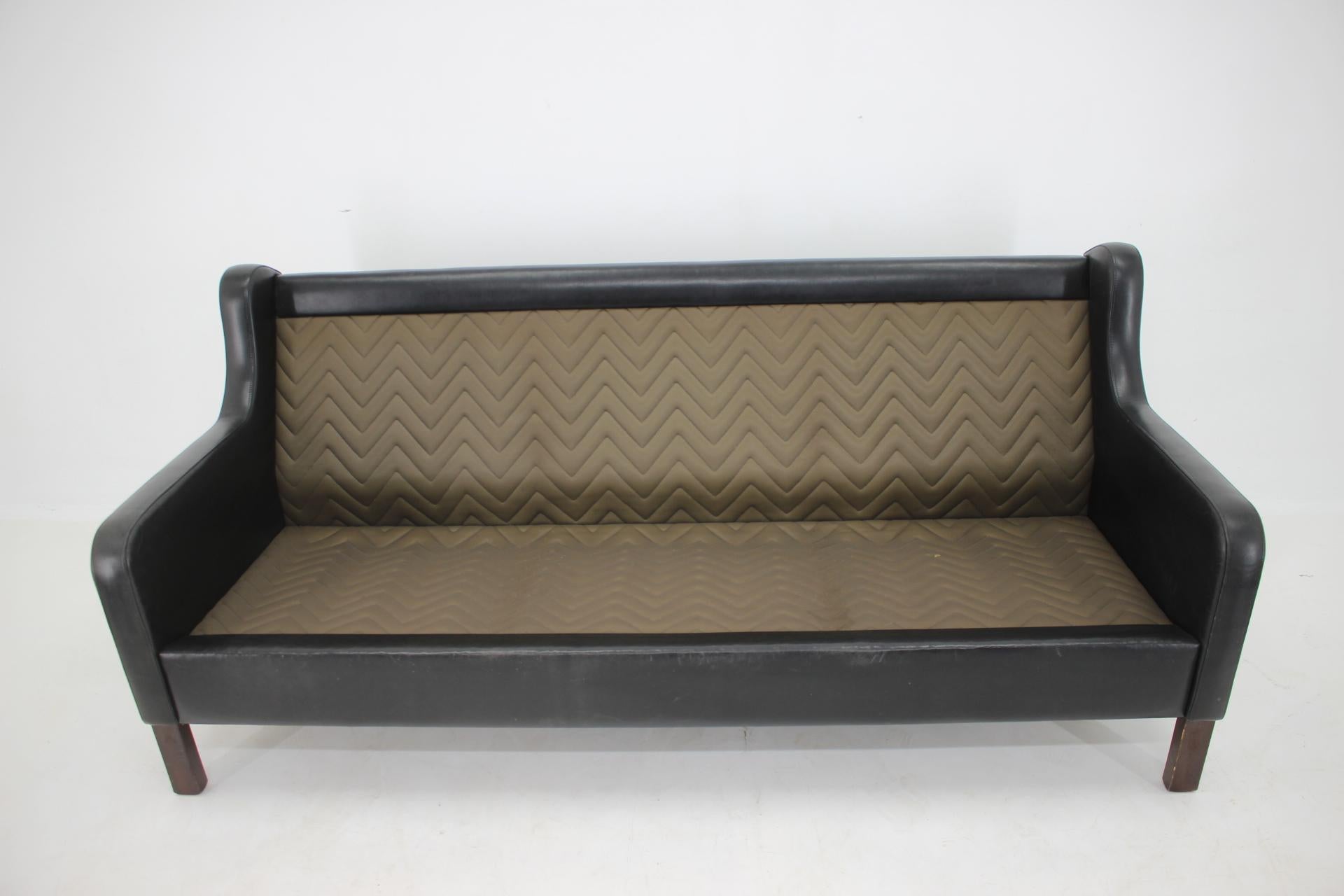 1970s Danish Black Leather 3-Seater Sofa For Sale 5
