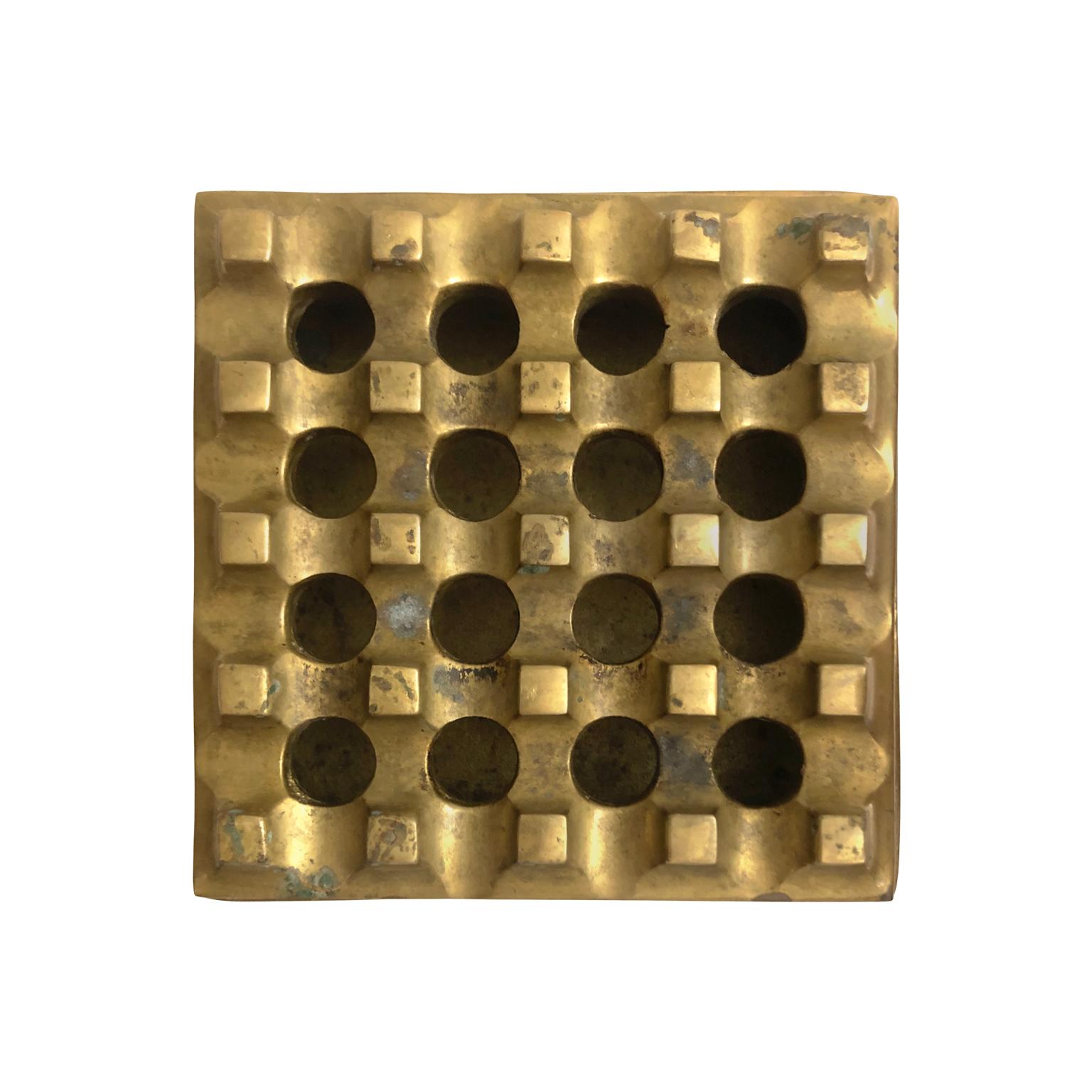 1960s Danish Brass Grid Ashtray in the Manner of Holger Bäckström & Bo Ljungberg In Good Condition In New York, NY